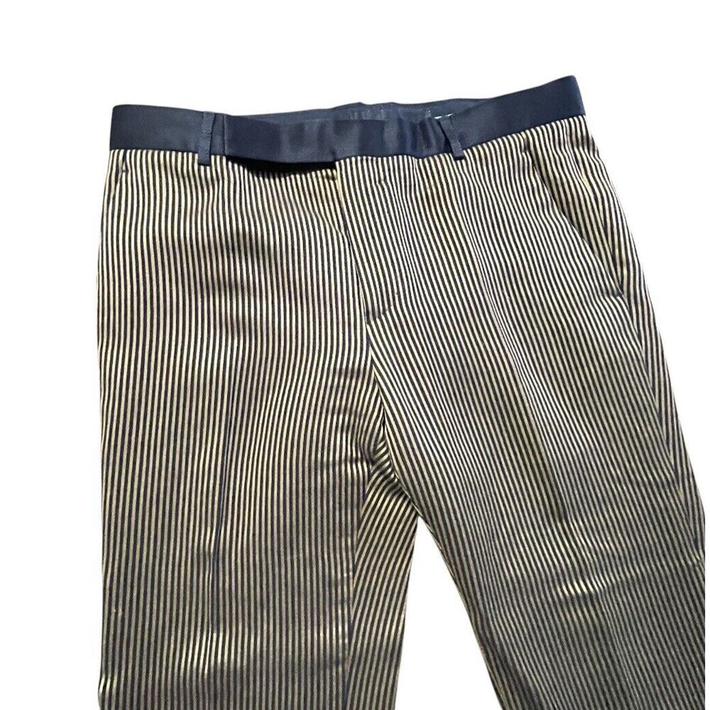 Haider Ackermann Dress Pants Mens 34x25 Stripes Gold Black Silk Wool Romania